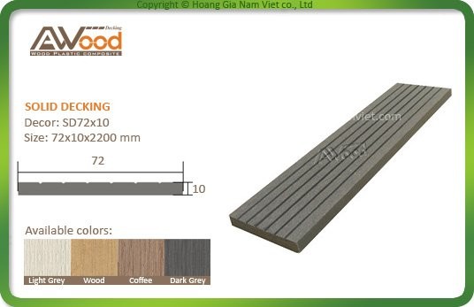 Tấm gỗ nhựa Ngoài Trời Awood SD72x10 