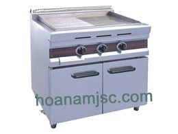 Bếp nướng 1/2 mặt phẳng, 1/2 rãnh có ngăn